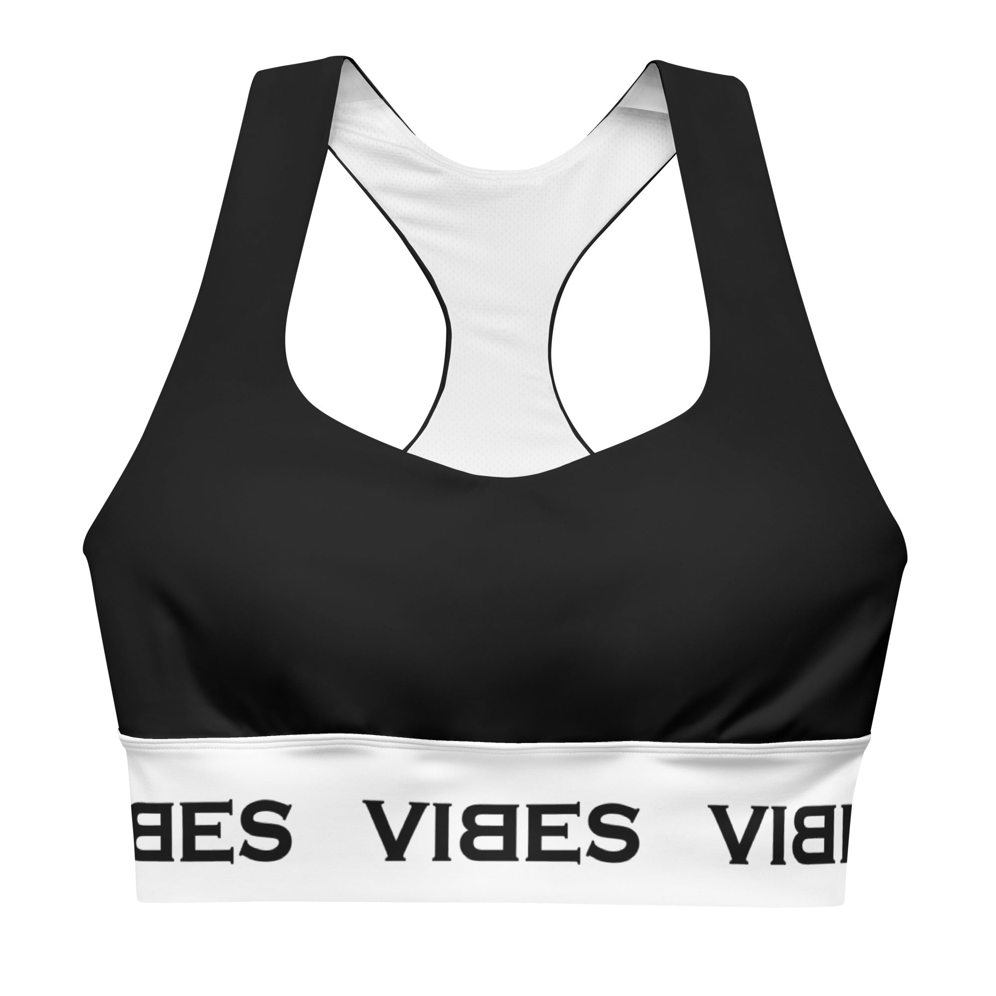 VIBES Langer Sport-BH (Schwarz/Weiß)