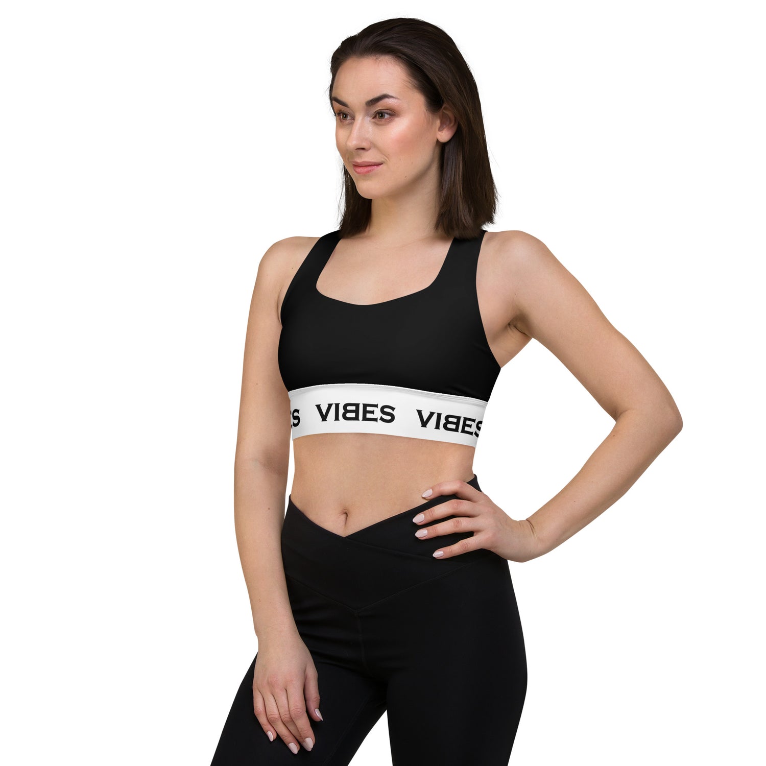 VIBES Langer Sport-BH (Schwarz/Weiß)