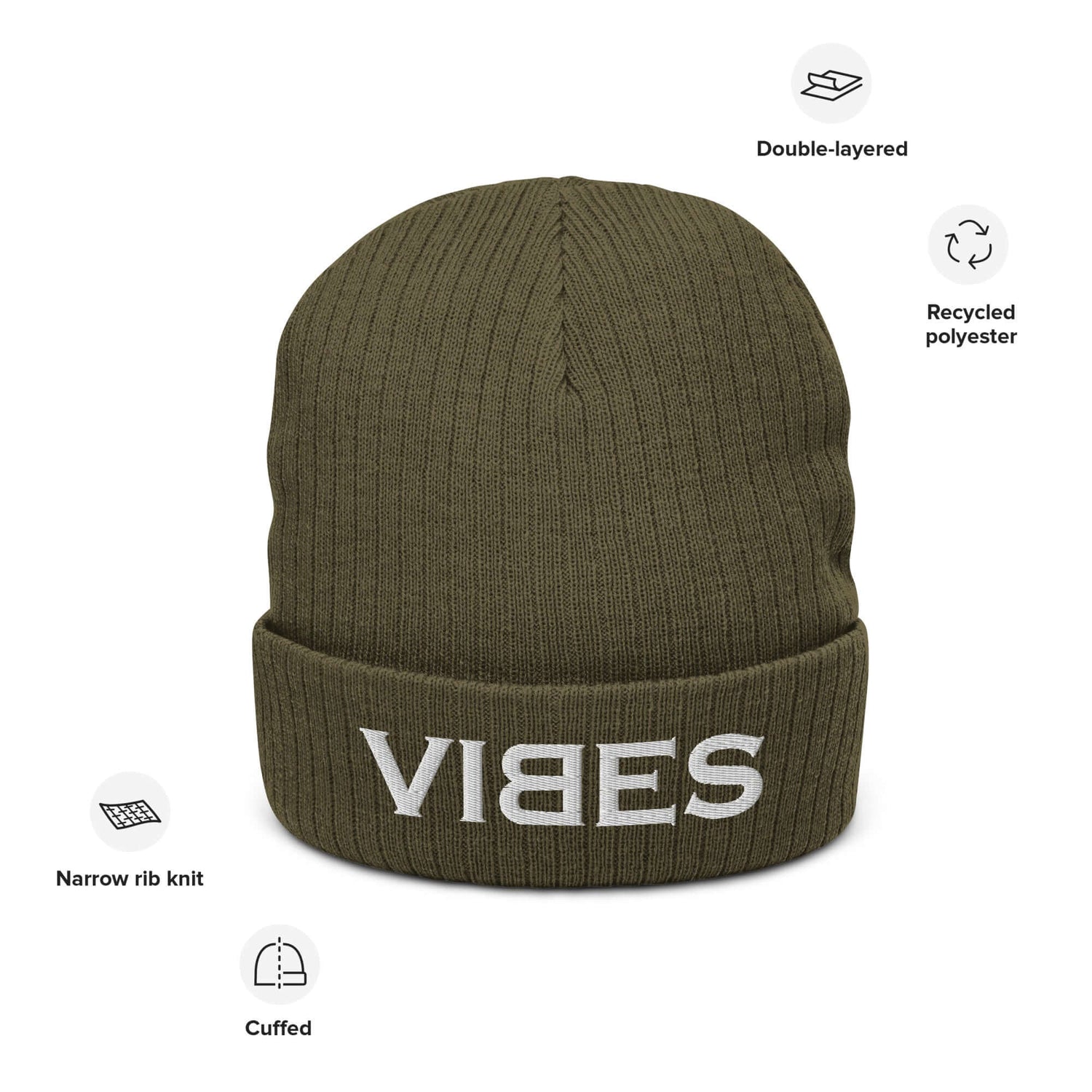 VIBES Strickmütze (Grün/Grau)