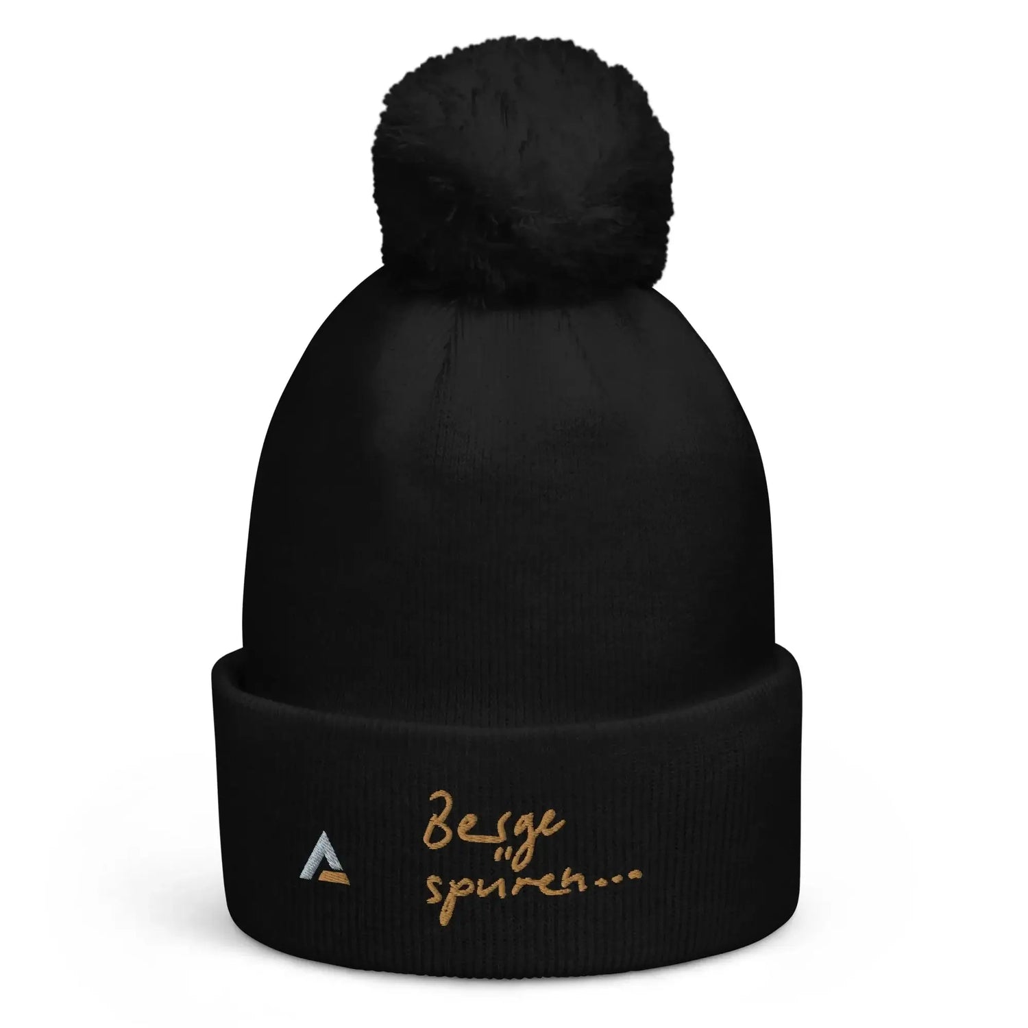 AAA Bommel-Beanie (Schwarz-Gold)