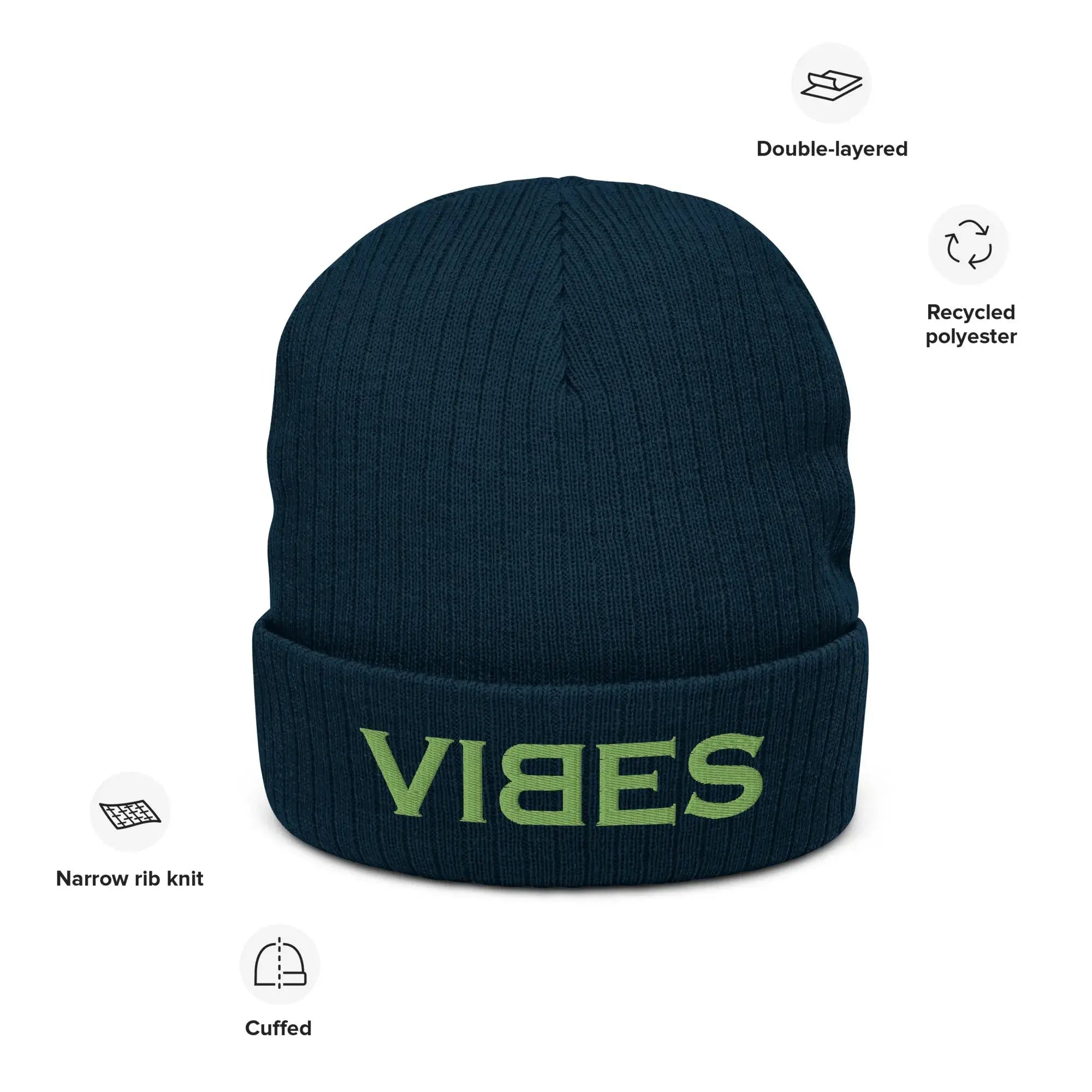 VIBES Knitted Hat (Dark Blue/Green)