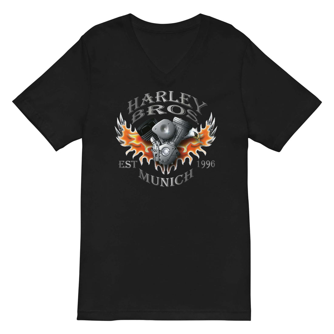 TIME OF VIBES Cotton V-Neck T-Shirt HARLEY BROS 23 (Black) - €35,00